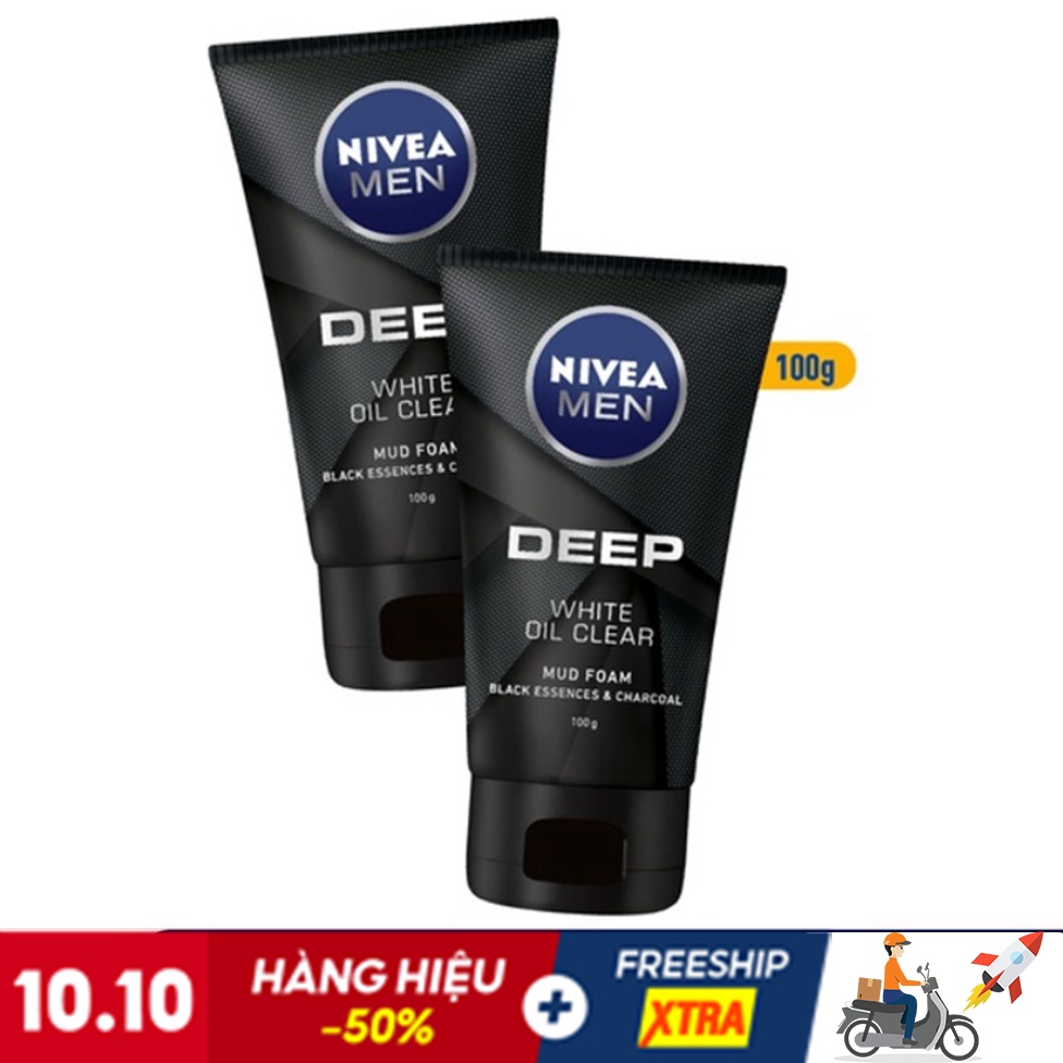 Bộ 2 chai sữa rửa mặt Nivea Men Deep White Oil Clear 100g/chai - 84415