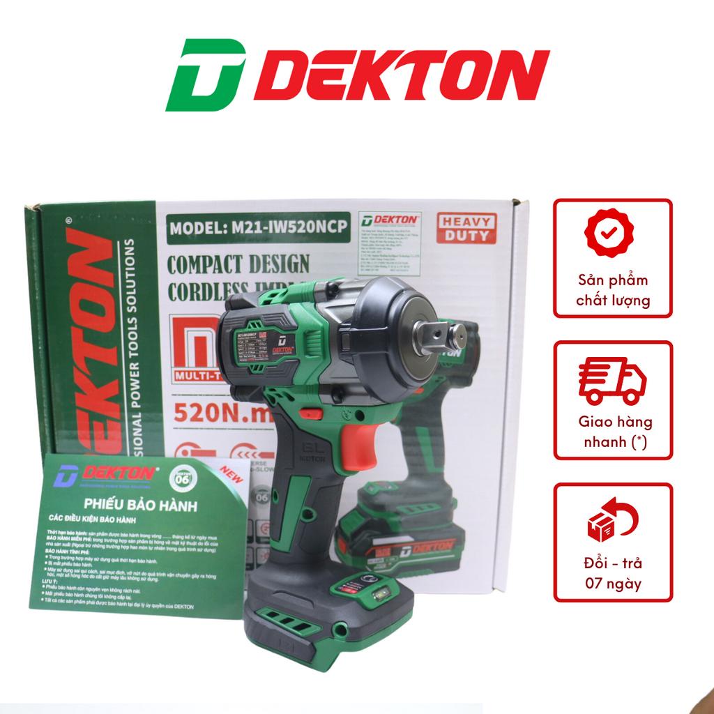 Thân Máy Siết Bulong 520Nm Khẩu 1/2 Inch Dùng Pin 21v M21 Dekton / M21-IW520NCP / Motor Brushless / Mở Ốc Cốt Xe Tay Ga