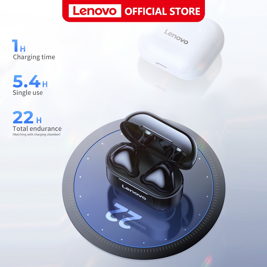 Tai nghe LENOVO LP40 Bluetooth 5.1 IPX5 TWS 300 Mah chống ồn điều khiển kép nghe nhạc HD chơi game kèm phụ kiện