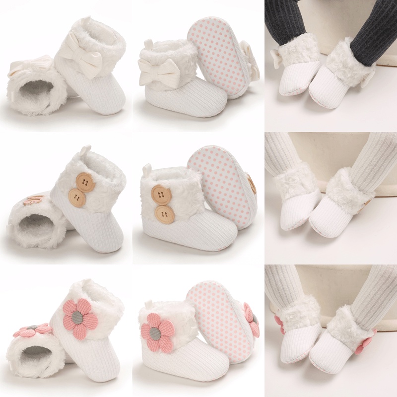 Giày Bốt Mềm Màu Trơn Giữ Ấm Mùa Đông Thời Trang Cho Bé Trai Và Gái 0-18 Tháng Tuổi