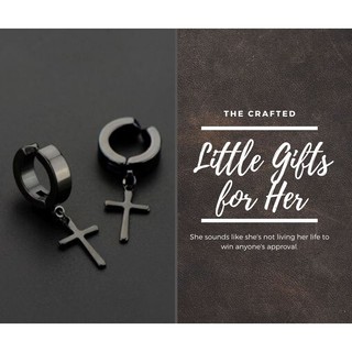 Hoa Tai Nam Nữ Chữ Thập Ear Cuff Unisex Phụ Kiện Thời Trang Cá Tính Titanium Cao Cấp Không Gây Dị Ứng Màu Bạc Đen
