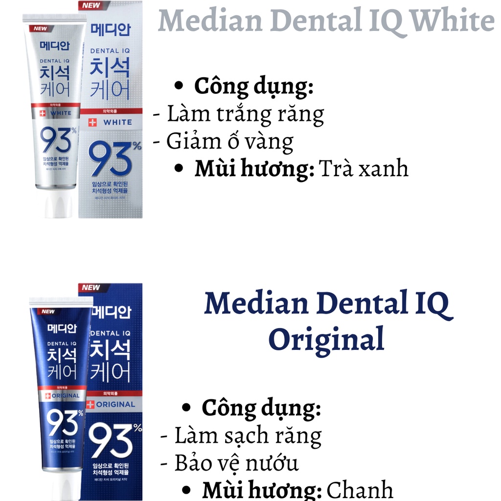 Kem đánh răng Hàn Quốc trắng răng MEDIAN DENTAL IQ 93% 120g DR02