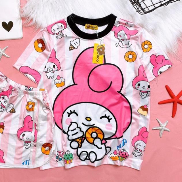 Đồ Bộ Pijama Thun Lạnh 3D Cao Cấp Tay Ngắn Quần Đùi Họa Tiết Hoạt Hình Dễ Thương P1