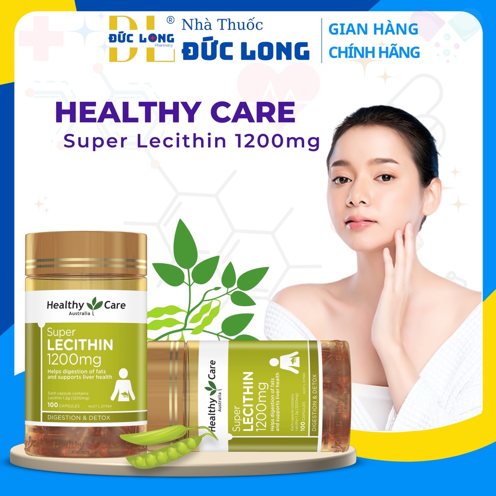 Super Lecithin 1200mg thực phẩm chức năng mầm đậu nành 100 viên mẫu mới healthy care úc
