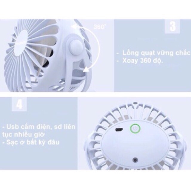 Quạt kẹp tích điện YOOBAO 6400MAH hàng cao cấp!Sỉ sll ib