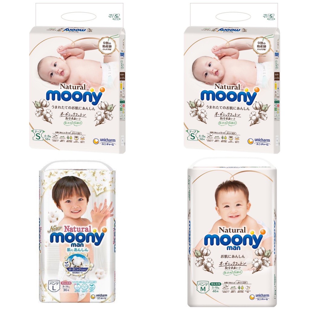 Bỉm Moony Natural 💝FREESHIP💝 Moony Natural Nội Địa Chính Hãng - Bỉm Moony Dán/Quần Đủ Size NB63/S58/M48/L36/XL32