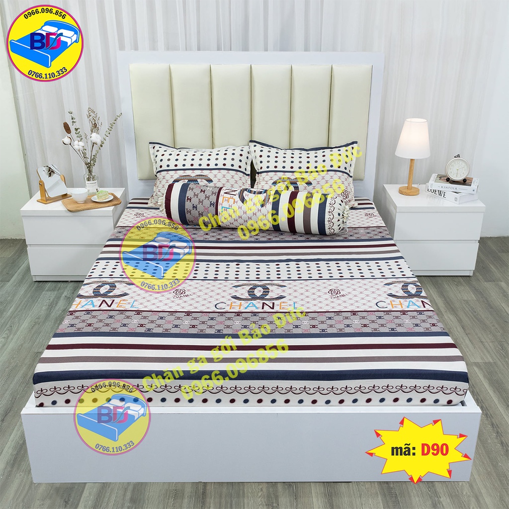 Bộ ga giường cotton poly bo chun chắc chắn( gồm 4 món)