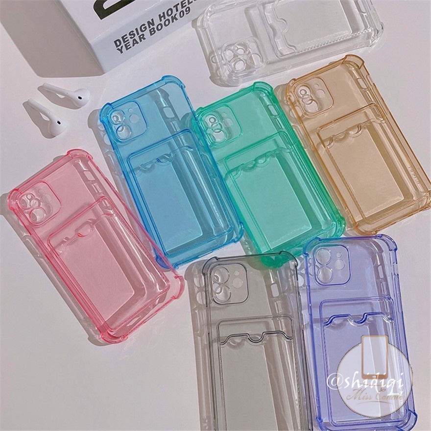 Ốp điện thoại chống sốc trong suốt có ngăn đựng thẻ thích hợp cho iPhone 11 12 ProMax XR XS Max 8 7 6 6S Plus 11Pro Max