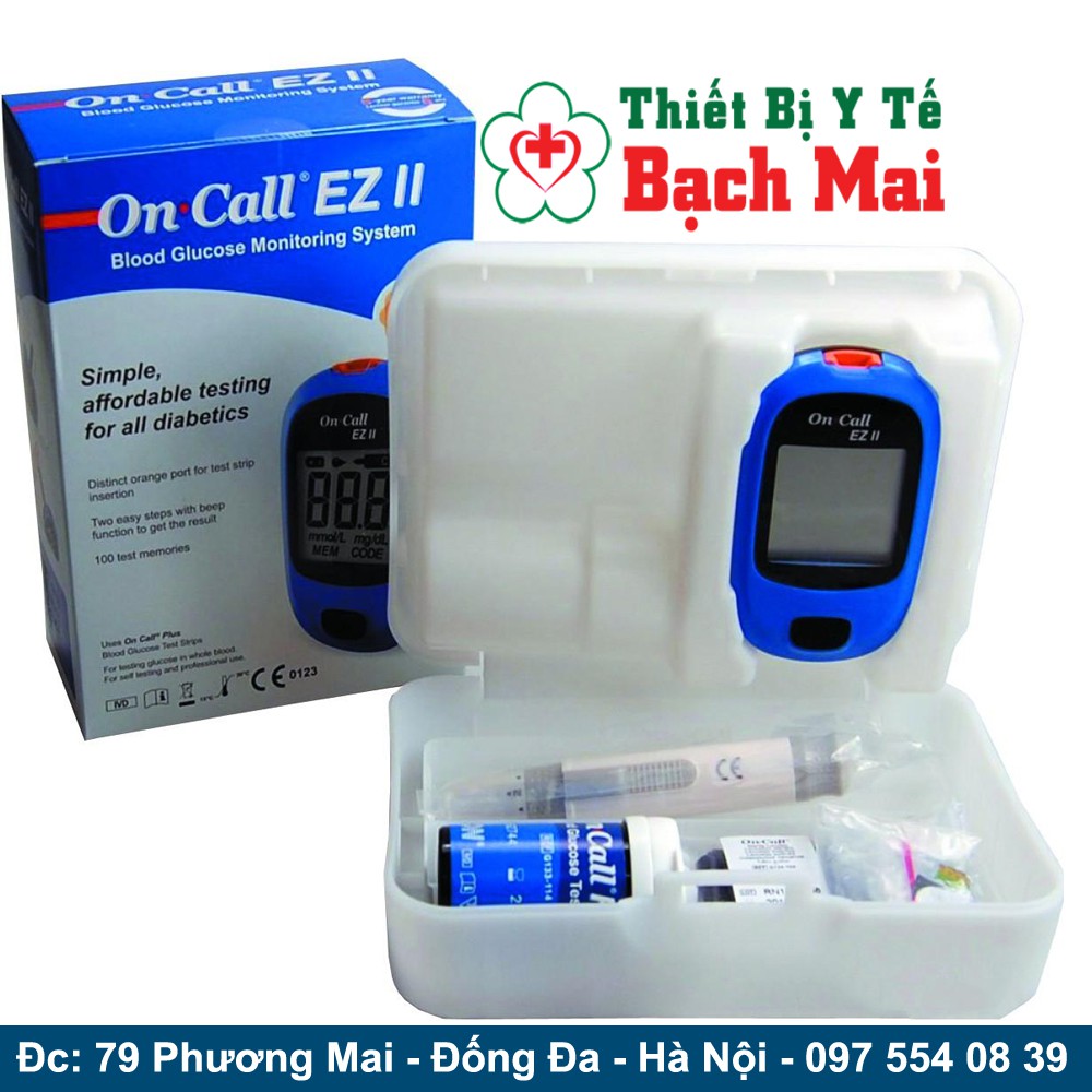 (TBYT BẠCH MAI) Máy Đo Đường Huyết Acon On-Call Ez II + Tặng kim chích và que thử