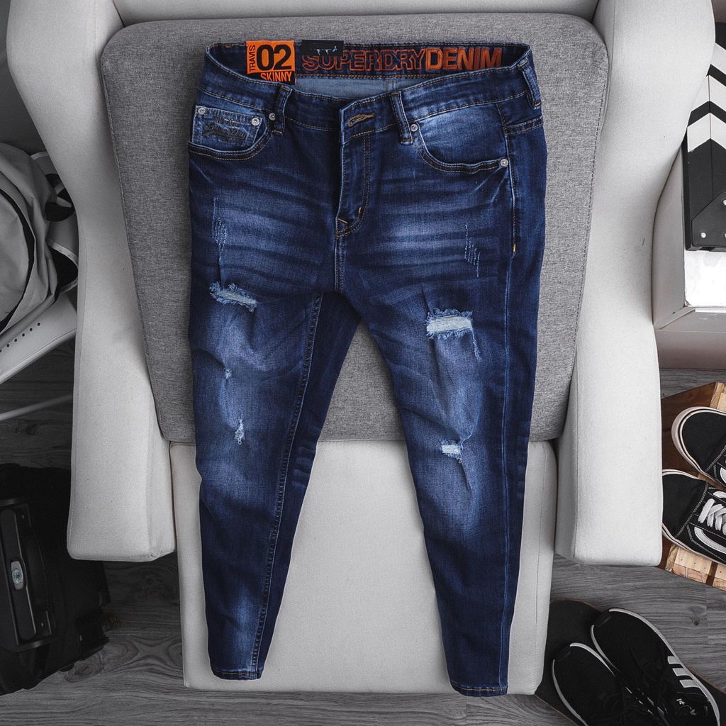 Quần jean nam VNXK Super Dry, form skinny, vải cao cấp không phai, quần dáng côn co giãn nhẹ Q120802 | BigBuy360 - bigbuy360.vn