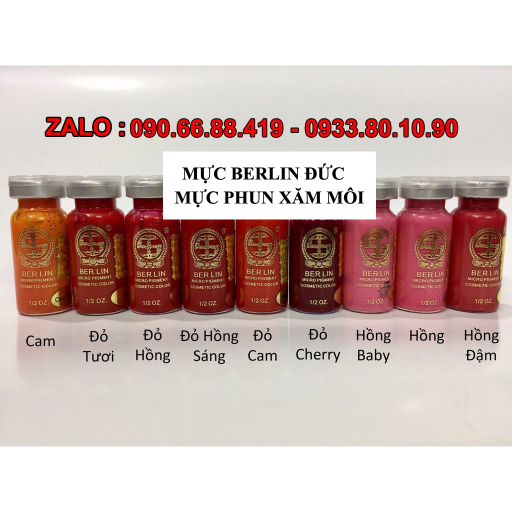 Mực xăm Berlin phun xăm Môi Mày Mí 10ml - Mực xăm Đức siêu bền đẹp lên màu chuẩn