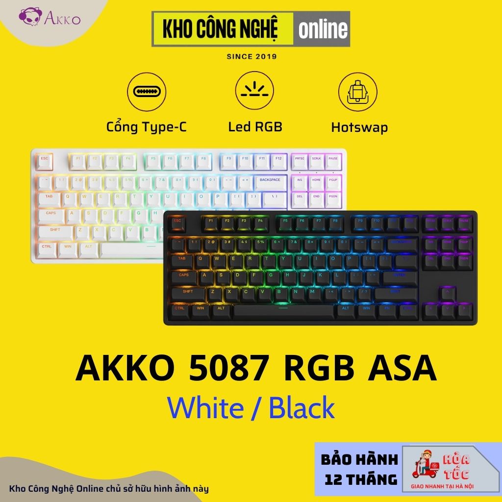 Bàn phím AKKO 5087 RGB ASA – Black / White