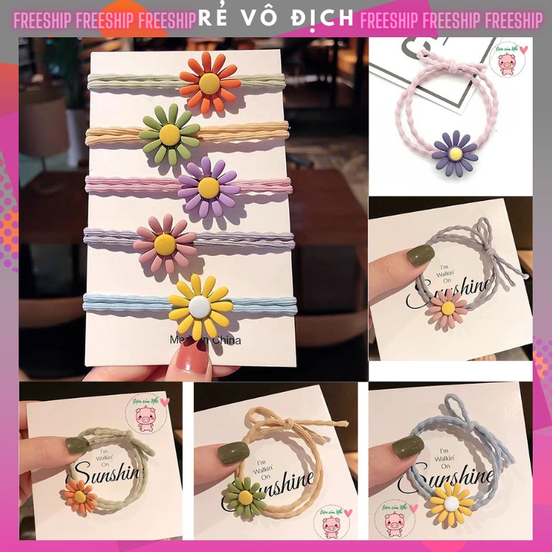 Set 5 dây cột tóc hoa cúc 5 màu TIỆM CỦA NHI CT003