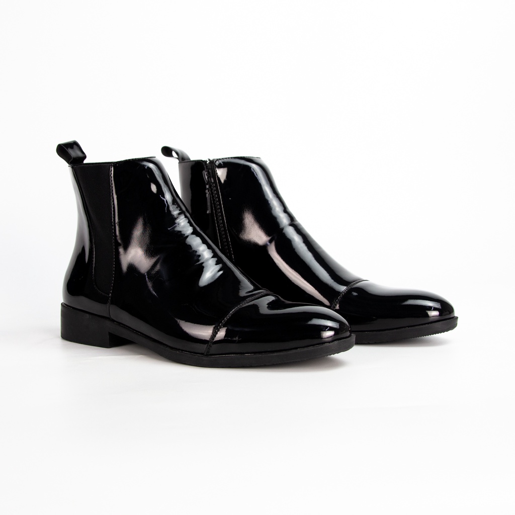[TẶNG TẤT KHỬ MÙI] Giày Chelsea Zip Boots Bóng Độc Quyền, Dễ phối đồ đi làm đi chơi, tăng thêm 6cm chiều cao bí mật