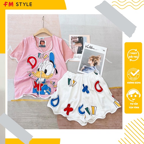 Đồ bộ nữ mặc nhà FM Style chất lụa xuất xịn thiết kế thoãi mái dễ thương mát mẻ họa tiết gợn sóng 210811001
