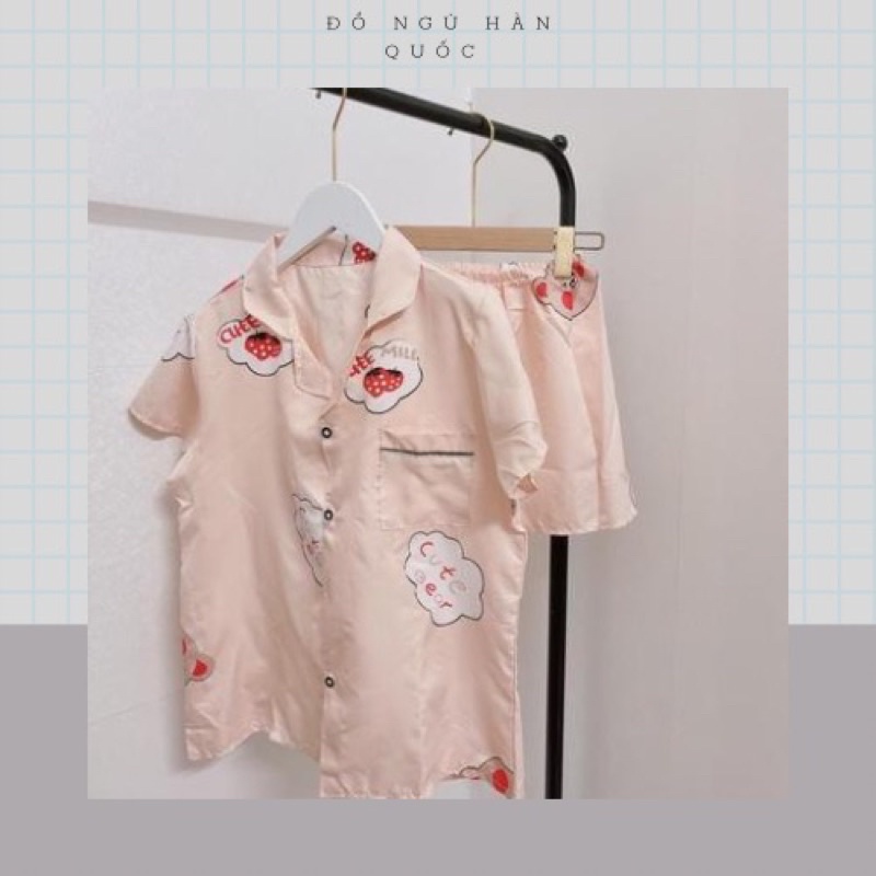 Đồ ngủ Hàn Quốc Pijama nữ, bộ đồ cộc tay họa tiết dễ thương , bộ mặc mùa hè thoáng mát