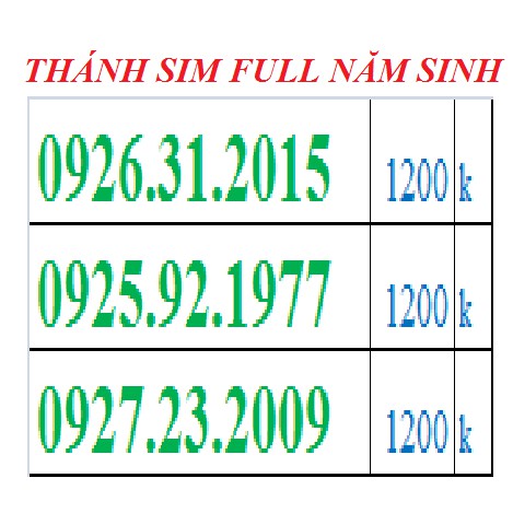 B5.2 Thánh sim ngày tháng năm sinh free data