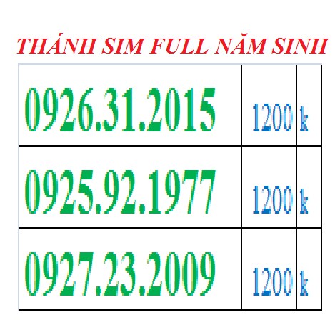 B5.2 Thánh sim ngày tháng năm sinh free data