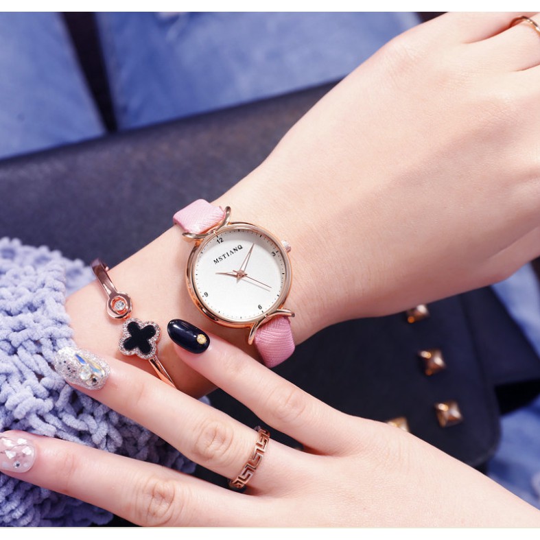 Đồng hồ nữ Mstianq h4 dây da cao cấp mặt tròn cực xinh | BigBuy360 - bigbuy360.vn