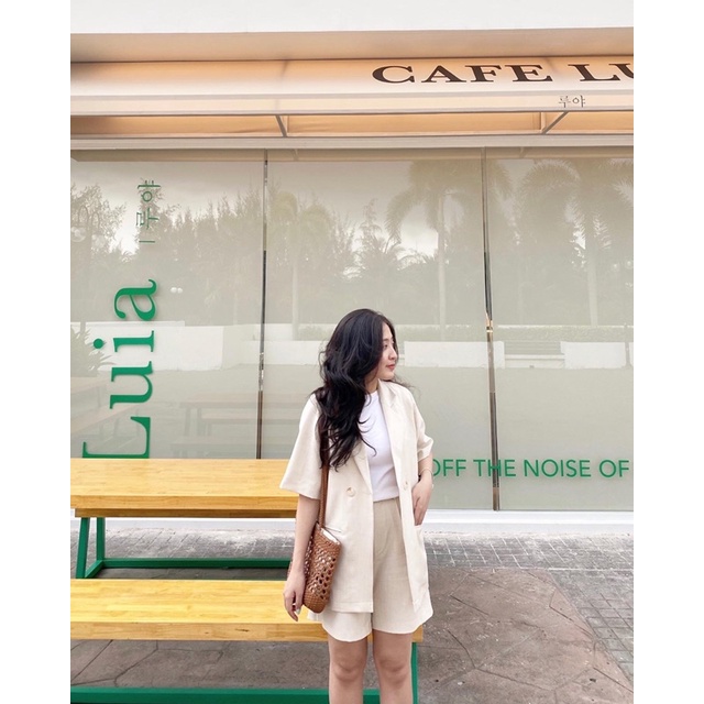 Set Áo blazer nữ ngắn tay + quần short thiết kế Ma Vie