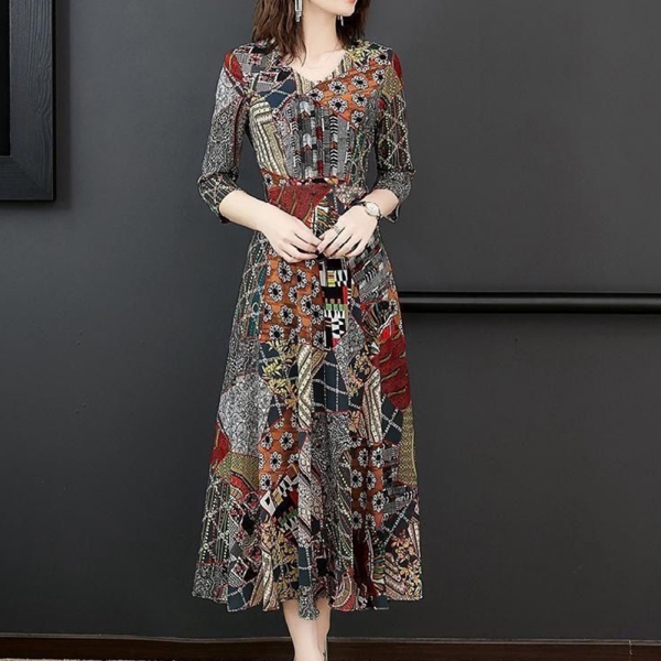Đầm Suông Tay Lửng In Họa Tiết Thời Trang