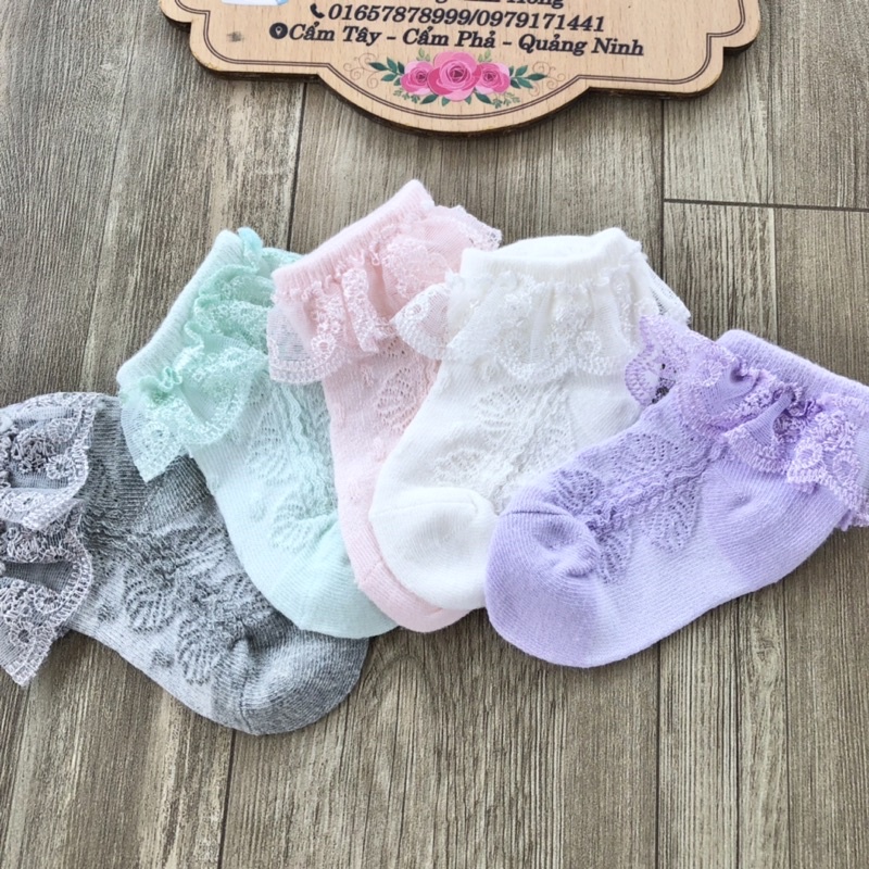 Tất cổ ren bé gái Kid Socks co giãn dễ thương