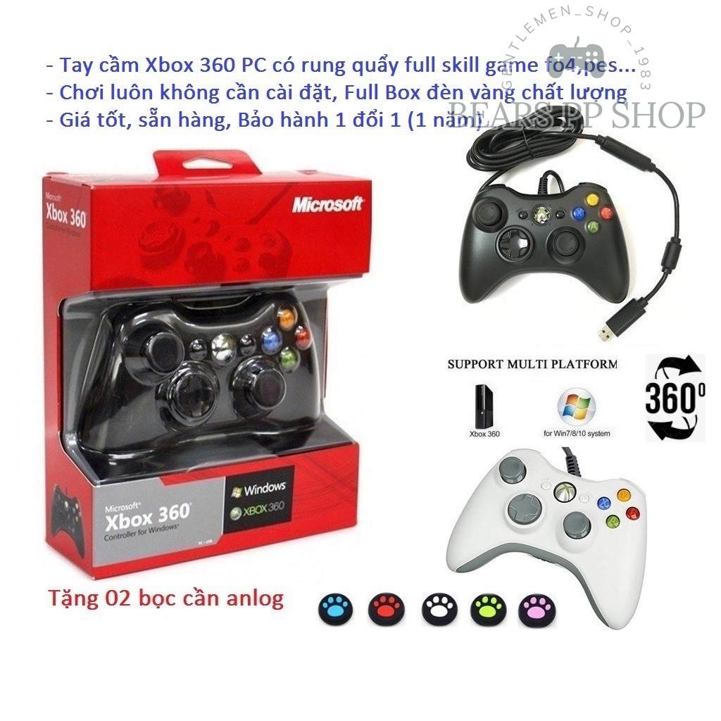 Tay cầm Chơi Game Microsoft Xbox 360 Full Box Có Rung, Tay Cầm fo4 có dây PC | BigBuy360 - bigbuy360.vn