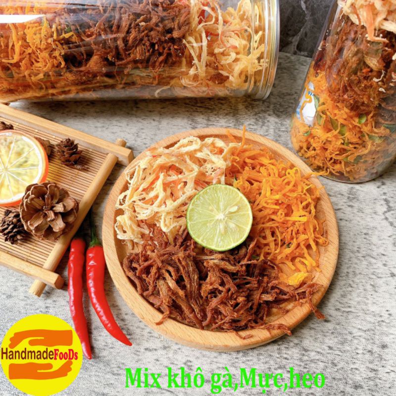 Khô heo cháy tỏi 200g-Khô gà lá chanh 200g-Thịt khô heo gà ngon rẻ đóng lon 200g-500g | BigBuy360 - bigbuy360.vn