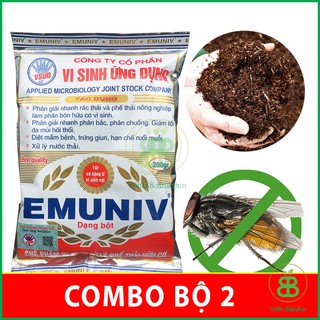Combo 2 Chế Phẩm Vi Sinh , Ủ Phân Bón Hữu Cơ, Xử Lý Phế Thải Hữu Cơ, Phân Huỷ Nhanh EMUNIV - Set 2 Gói 200G
