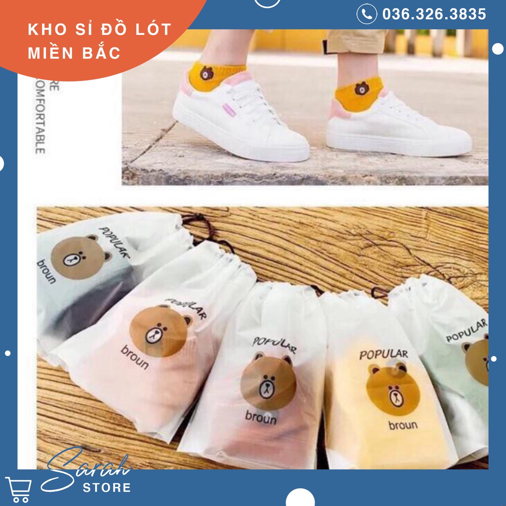 [Có Video] Set 10 Đôi Tất Gấu Brown Kèm Túi Rút