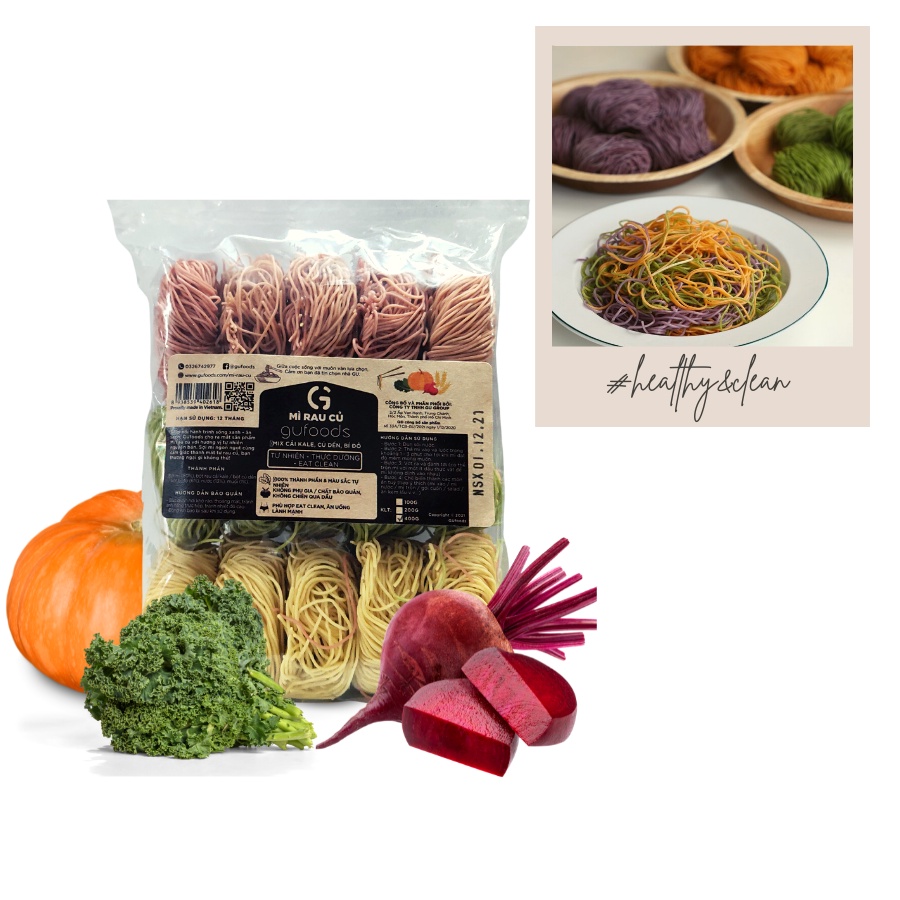 Mì rau củ GUfoods - Giàu chất xơ, Tự nhiên, Healthy, Thực dưỡng, Eat clean (100g/200g/400g)