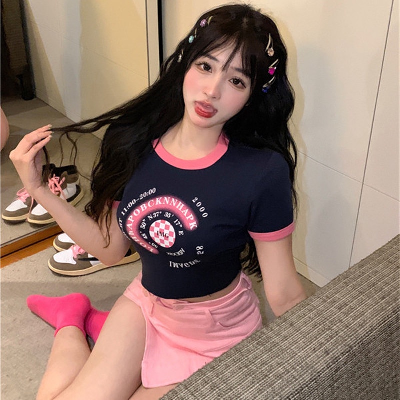 Áo Thun Tay Ngắn Cổ Tròn In Hình Dễ Thương Thời Trang Mùa Hè