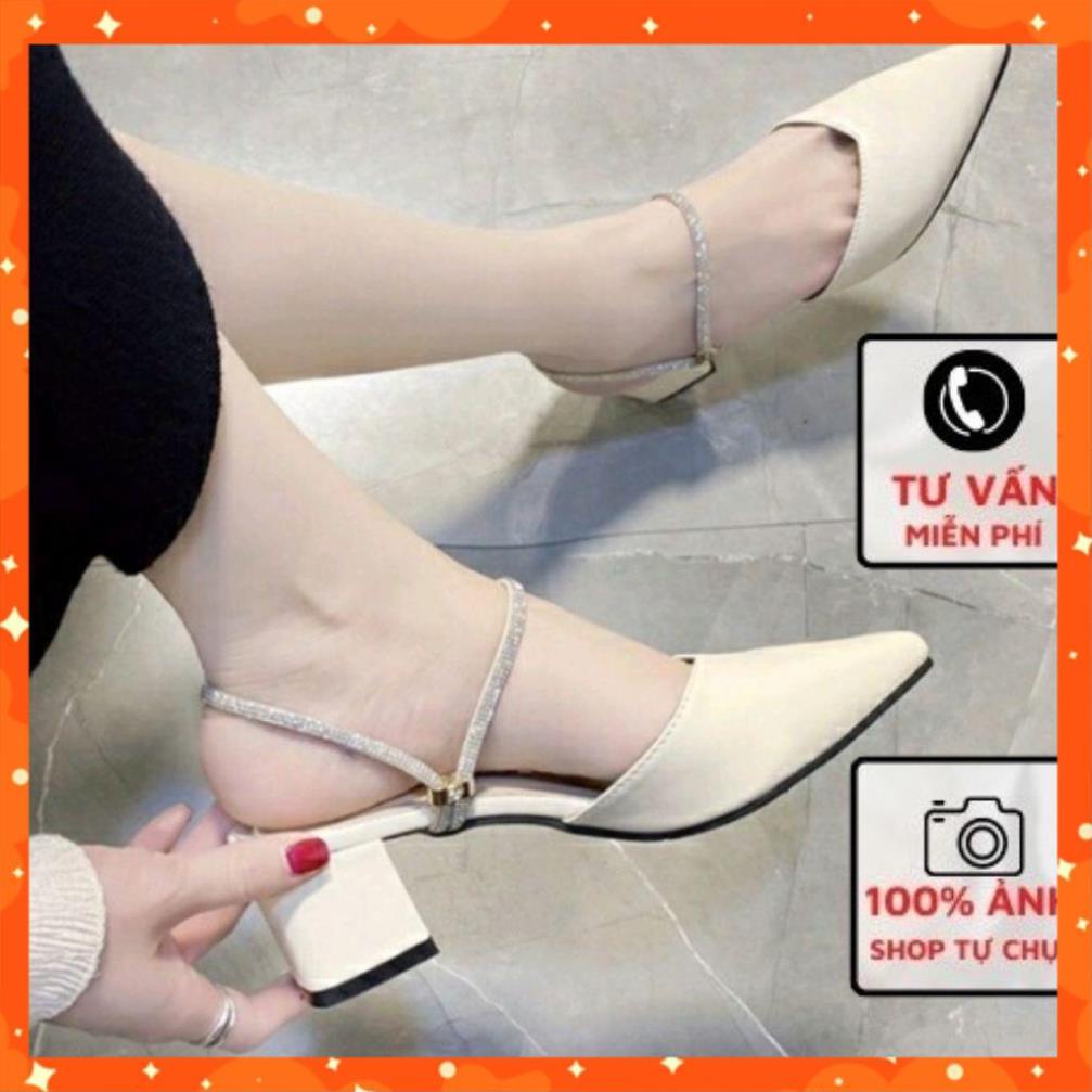 Giày Cao Gót Bít Mũi Dây Đính Đá  Mã N17 Hot