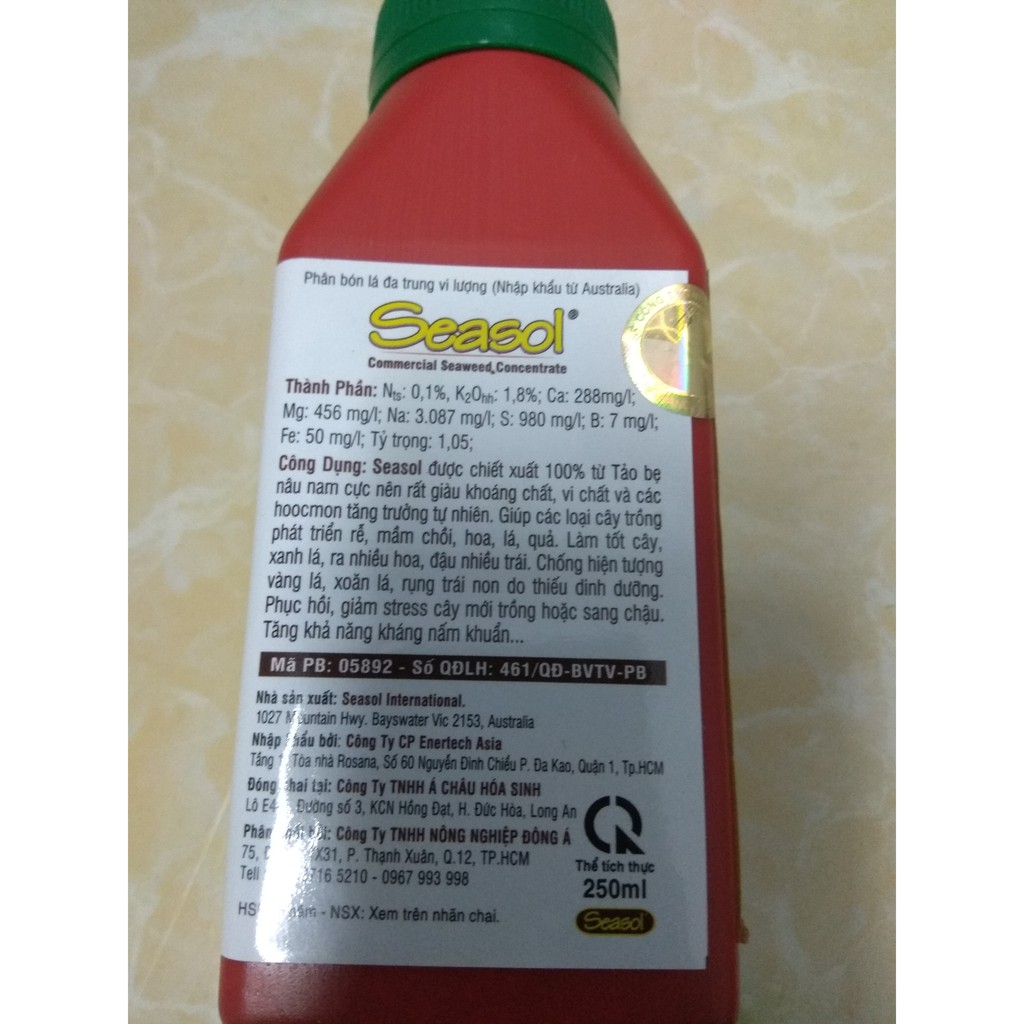 Phân bón lá đa trung vi lượng NK từ Úc SEASOL tốt rễ đẻ nhánh - chai 250ml