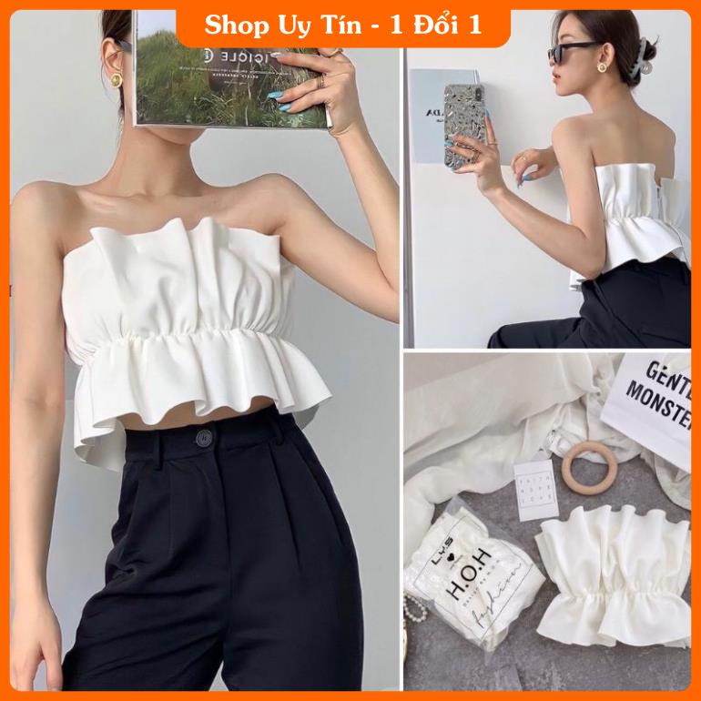 Áo Croptop Kiểu Áo Ống Quây Ngực Xếp Ly Dúm Eo Phong Cách Sang Chảnh Mới A5282