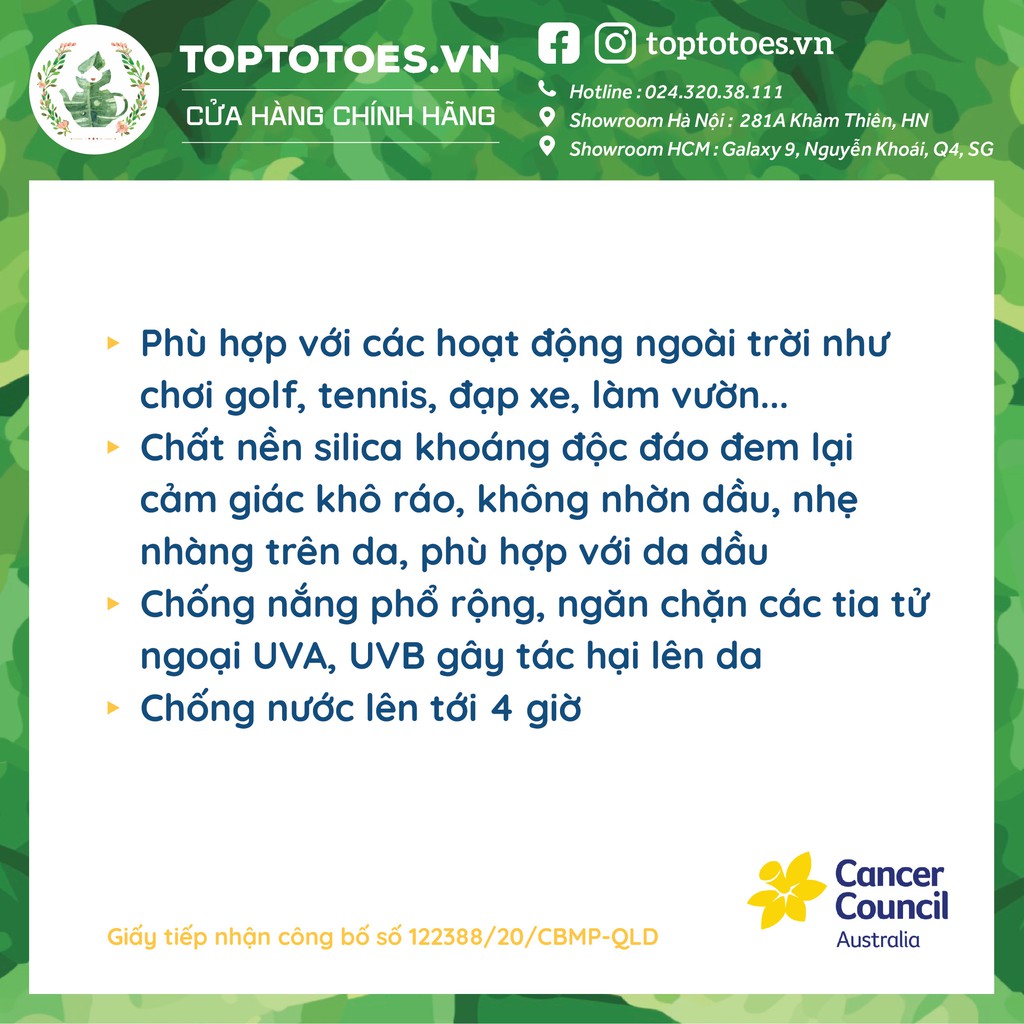 [Mã SKAMPUSH11 giảm 10% đơn 200k] Kem chống nắng Năng động Cancer Council Active SPF 50+/ PA ++++ | BigBuy360 - bigbuy360.vn