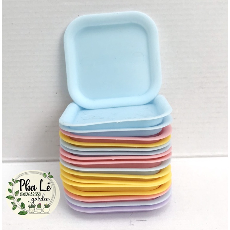 Chậu trồng cây nhựa vuông màu  7cm
