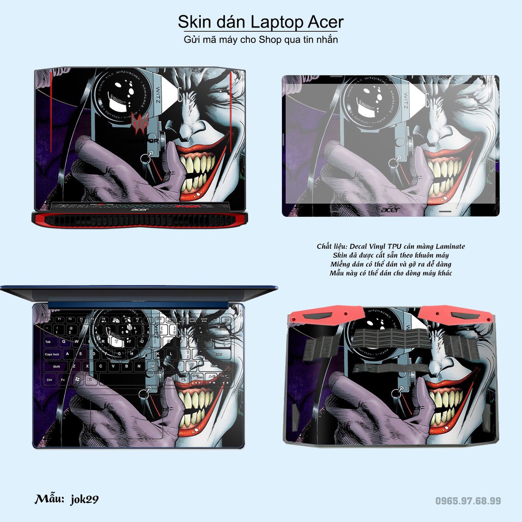 Skin dán Laptop Acer in hình Joker nhiều mẫu 4 (inbox mã máy cho Shop)