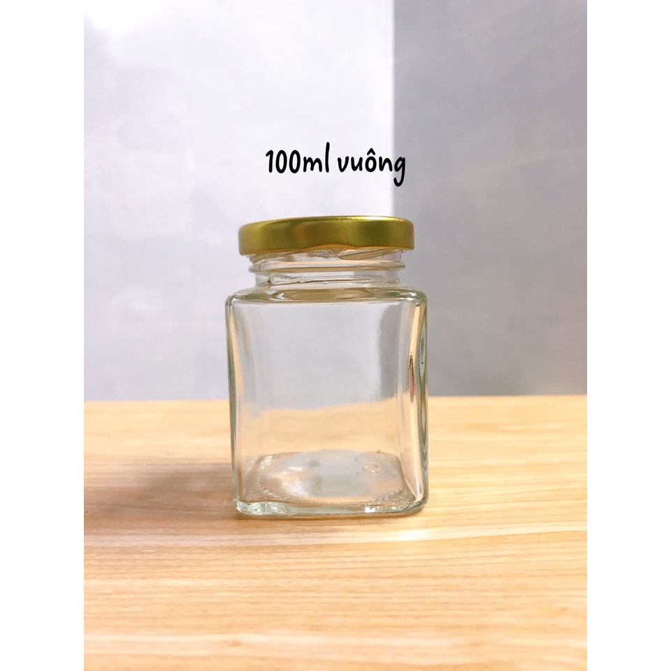 Hũ thủy tinh 100ml chưng yến, nắp thiếc, đựng gia vị