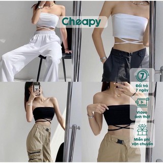 Áo quây buộc dây eo sexy - Áo croptop dáng ống chất thun ôm sát có dây buộc 2 kiểu cực xinh