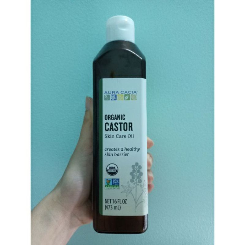 Dầu Thầu dầu hữu cơ dưỡng da, siêu mượt tóc Castor oil Aura Cacia Organic