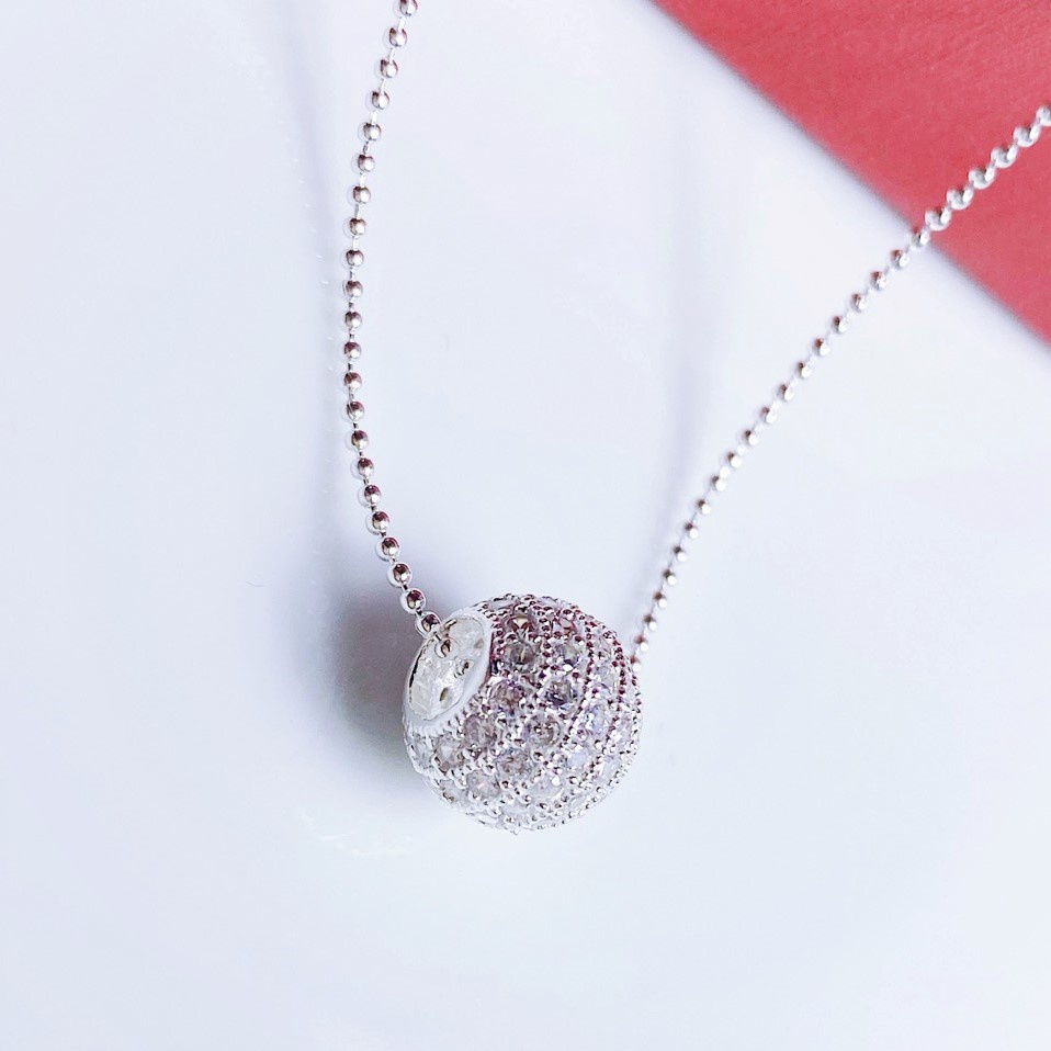 Dây chuyền bạc nữ mặt quả cầu ánh sáng, Vòng cổ bi bạc phong cách thời trang trẻ trung
