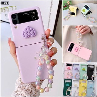Hoce ZFLIP6 Ốp Điện Thoại Tình Yêu 3D Trái Tim Dễ Thương Cho Samsung Galaxy flip5 Z Flip 3 Zflip4 zflip5 Gấu Hạt Nhiều Màu Sắc Vòng Tay Vỏ