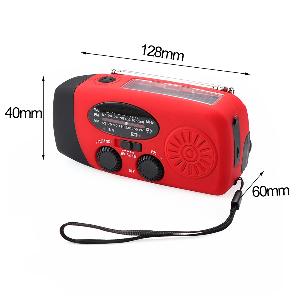 Đài radio AM/FM năng lượng mặt trời tích hợp máy nghe nhạc mp3 có đèn pin cổng usb sạc lại được