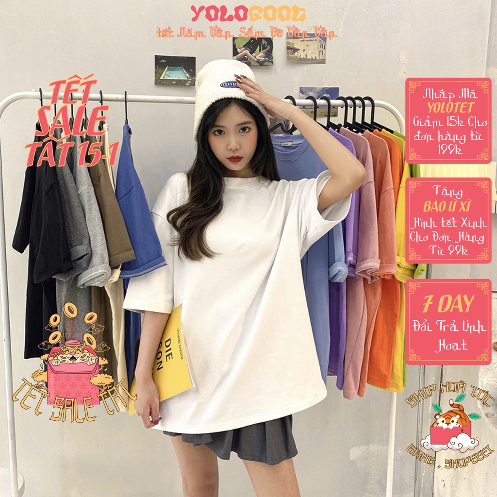 Áo thun tay lỡ trơn  Basic Tee  phông Unisex nam nữ tee oversize form rộng pull Ulzzang Streetwear Hàn Quốc vải mềm