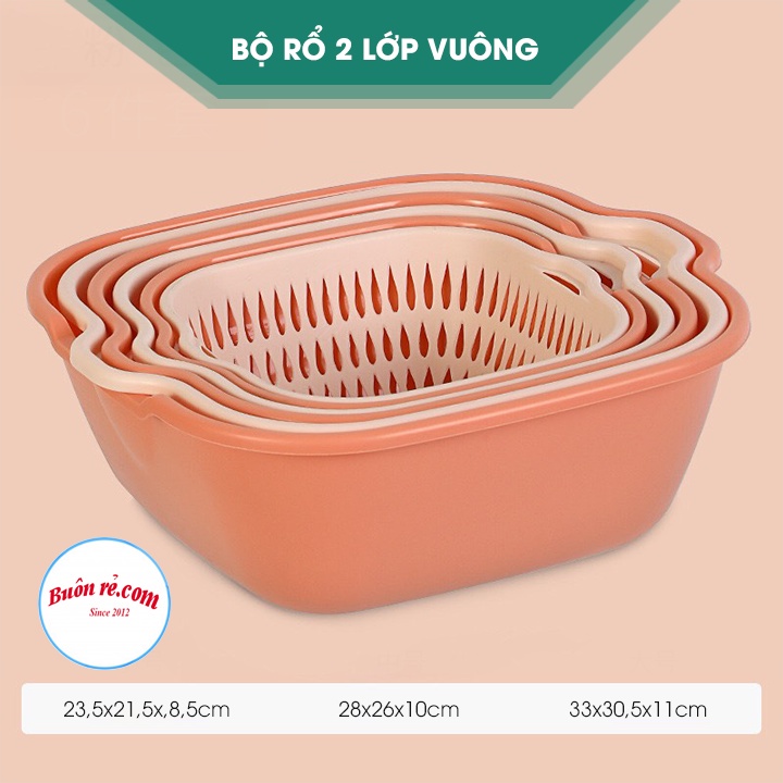 Bộ chậu rổ 2 lớp Việt Nhật mẫu vuông