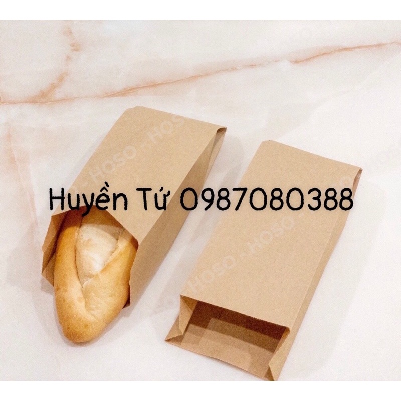 Set 100 túi giấy kraft, túi xi măng đựng bánh mỳ bánh ngọt đảm bảo an toàn, vệ sinh