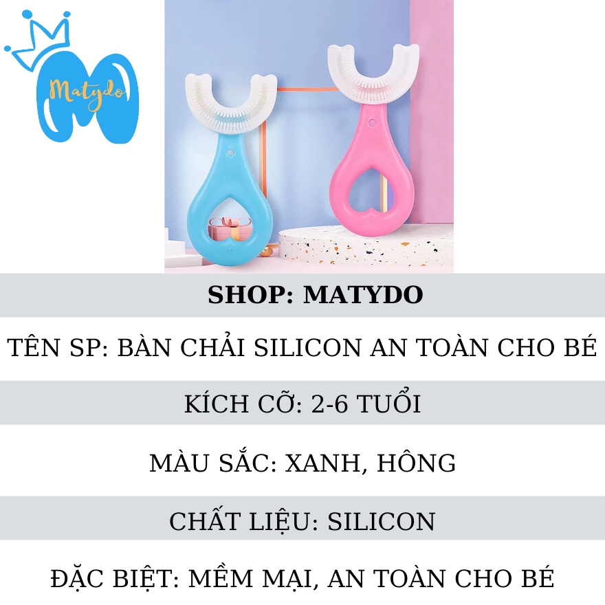 Bàn chải đánh răng cho bé MATYDO silicon siều mềm cao cấp dành cho các bé lợi yếu và lười đánh răng