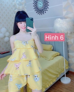 Đồ mặc nhà đùi thô lụa phối ren siêu xinh