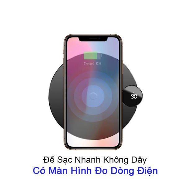 Đế sạc không dây Baseus Digital LED Display cho iphone, samsung, xiaomi ( 2A Max, 15W) chính hãng bảo hành 2 năm